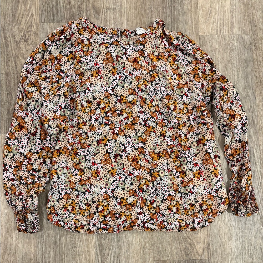 LOFT Multicolor Floral Blouse long sleeve women’s size medium